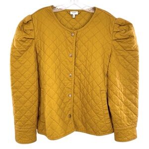 The Get Women's Mustard Yellow Puff Sleeve Quilted Jacket